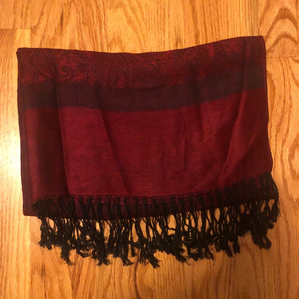 Red paisley patterned scarf